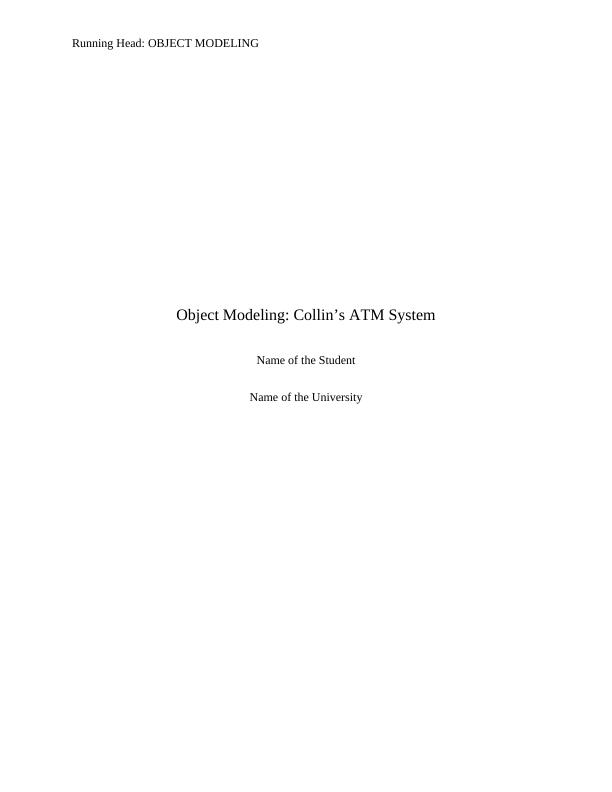 Object Modeling: Collin’s ATM System_1