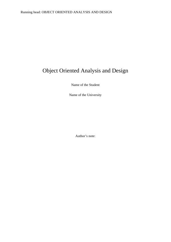 Object Oriented Analysis and Design_1