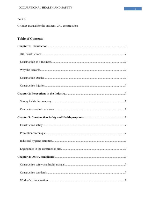 Occupational Health and Safety in Construction Industry JKL Constructions