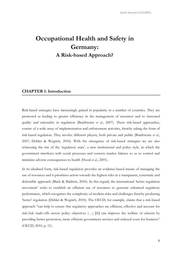Occupational Health and Safety in Germany A Riskbased Approach? Desklib