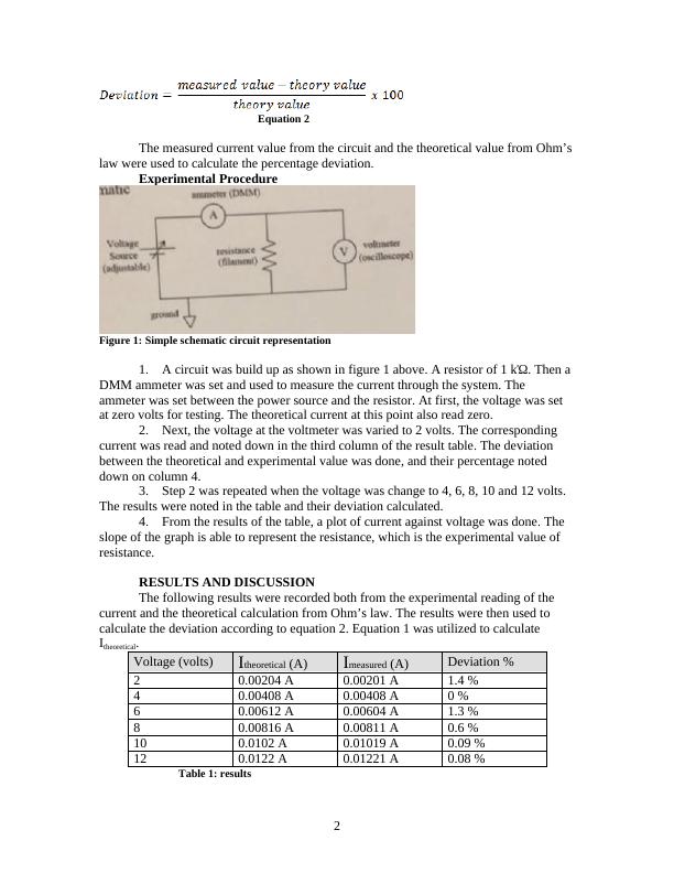 Ohm's Law Experiment Report - Desklib