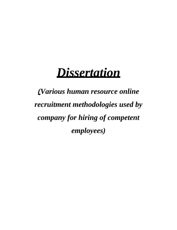 Human Resource Online Recruitment Methodologies Used by Blow Ltd_1