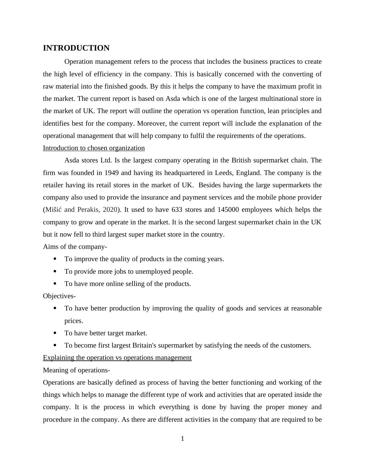 Operation and Project Management for Asda Desklib
