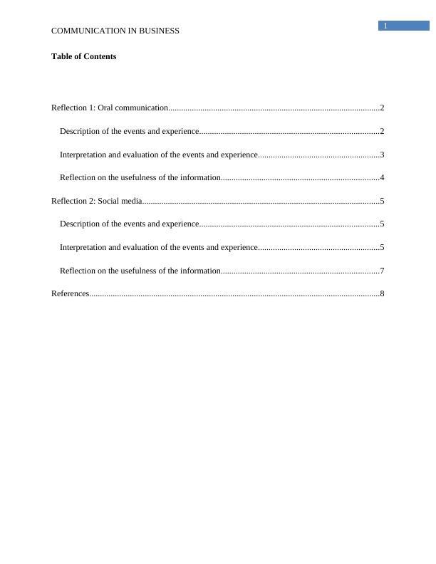 Reflection on Oral Communication and Social Media Desklib