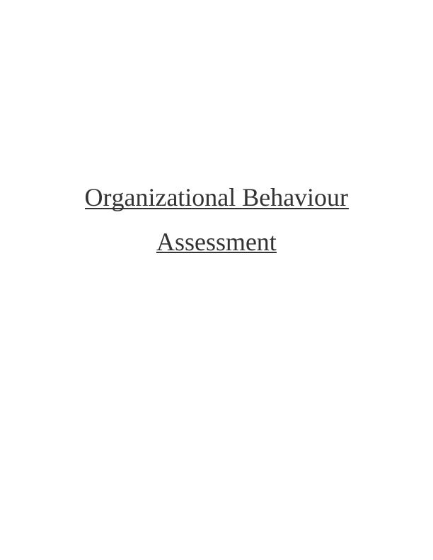 Organizational Behavior Assessment - Tools and Techniques_1