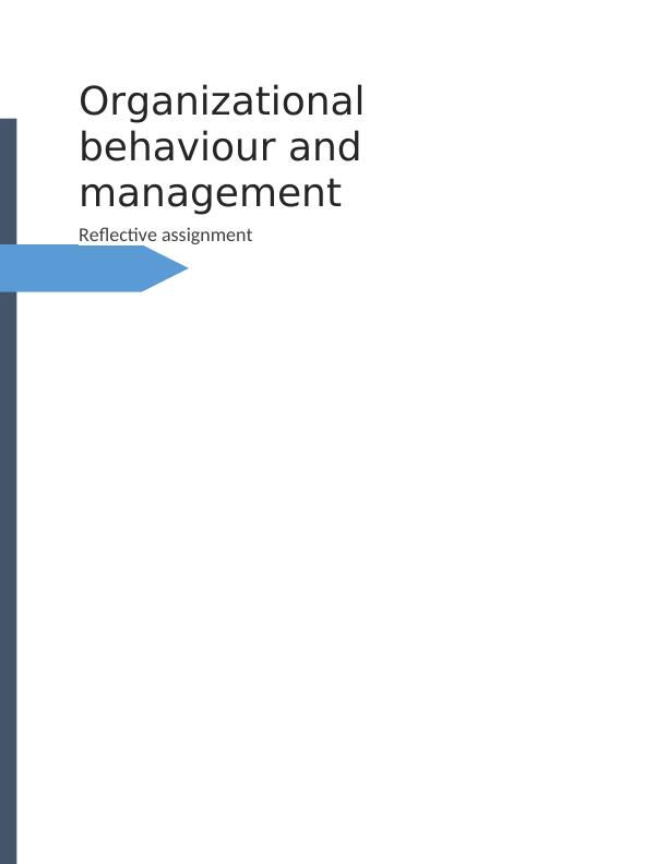 organizational behaviour reflection assignment