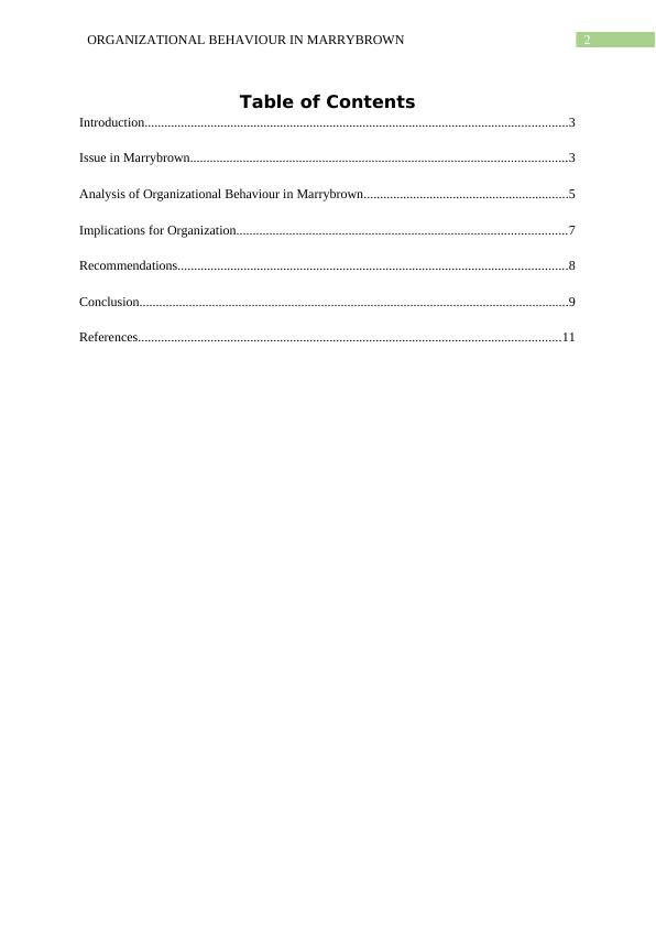 Organizational Behaviour in Marrybrown - Desklib