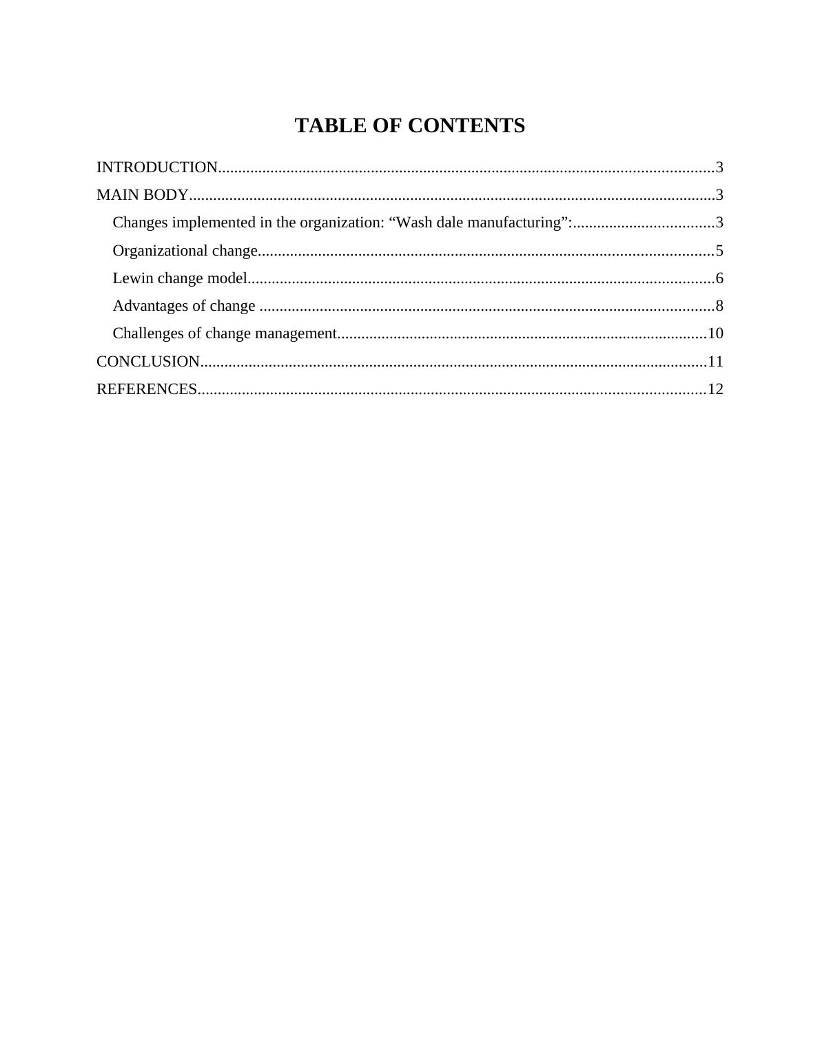 Organizational Change Management: A Case Study of Washdale Manufacturing