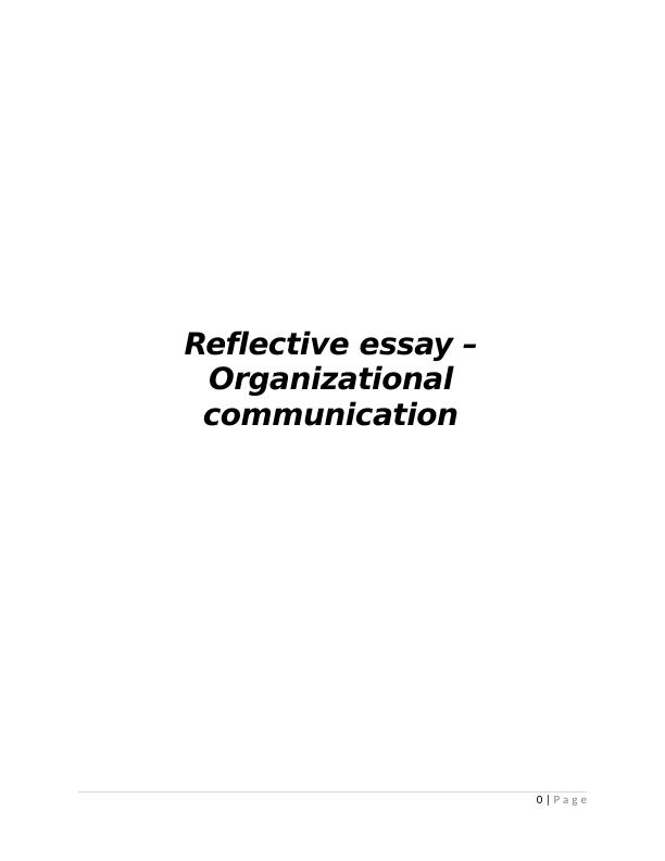 reflective essay on organizational communication