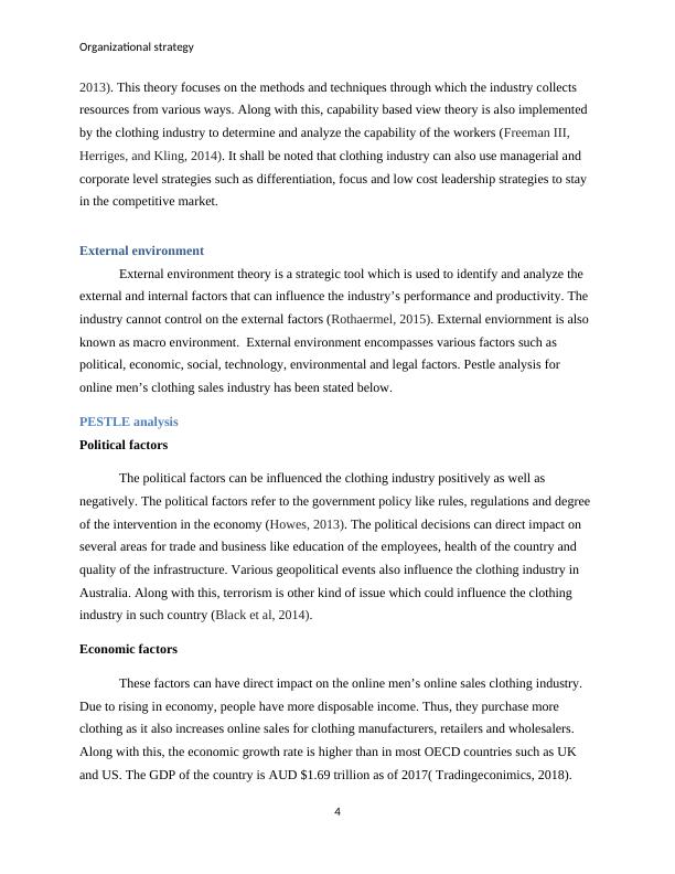 Organizational Strategy for Online Men's Clothing Sales Industry in