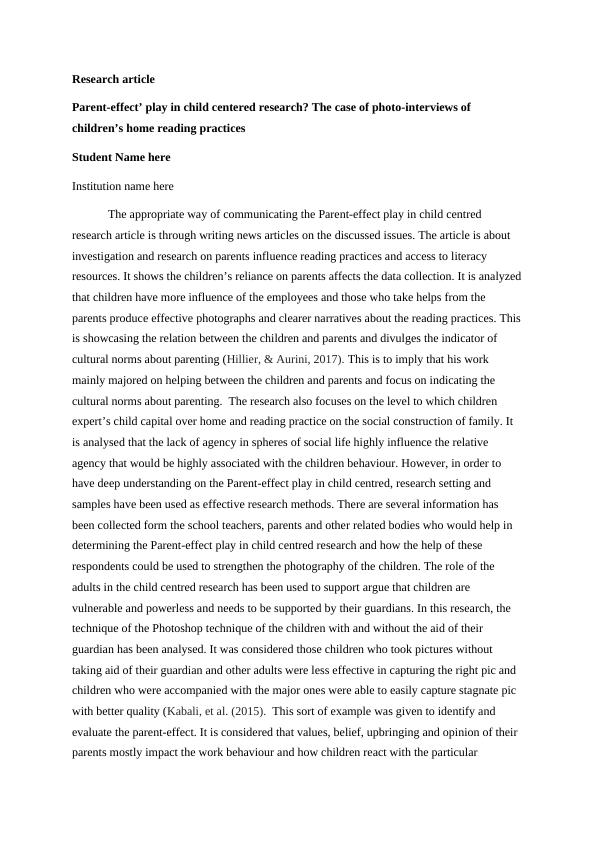 Parent-Effect Play in Child Centered Research: Photo-Interviews of Children's Home Reading Practices_2