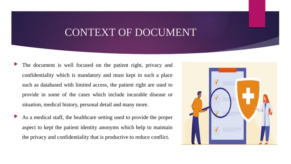 Patient Right, Privacy and Confidentiality in Healthcare - Desklib