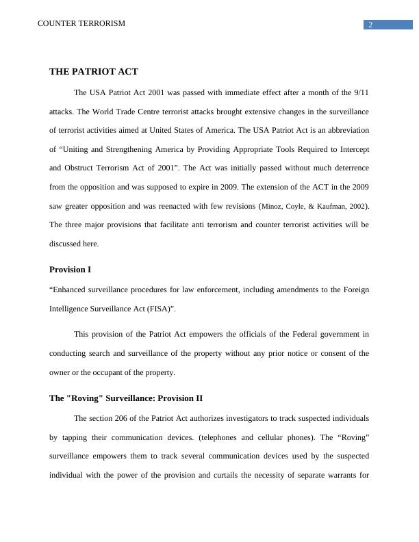 The Patriot Act and its Provisions for Counter Terrorism_2