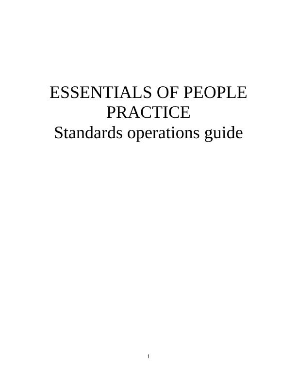 Essentials of People Practice Standards Operations Guide