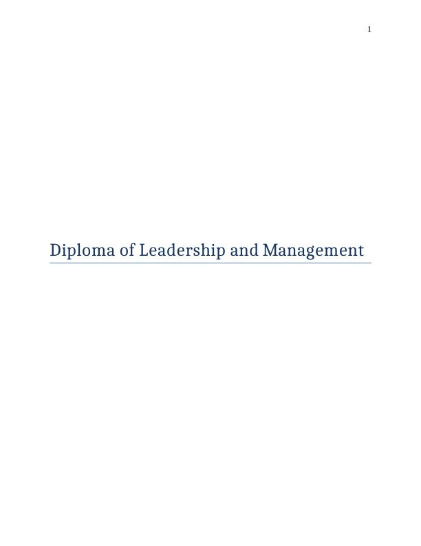 Performance Plan for the Team in Diploma of Leadership and Management_1