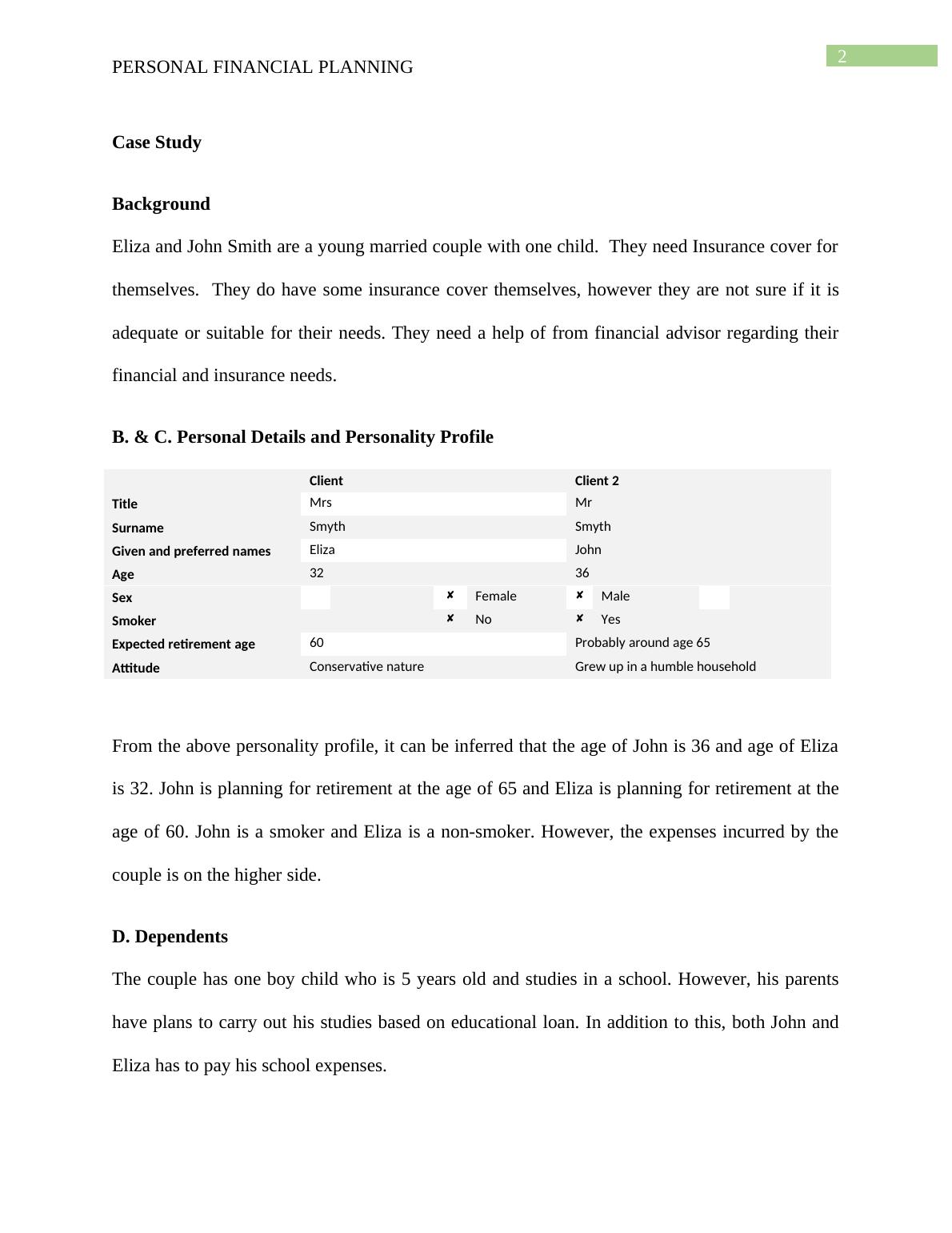 case study on personal financial planning