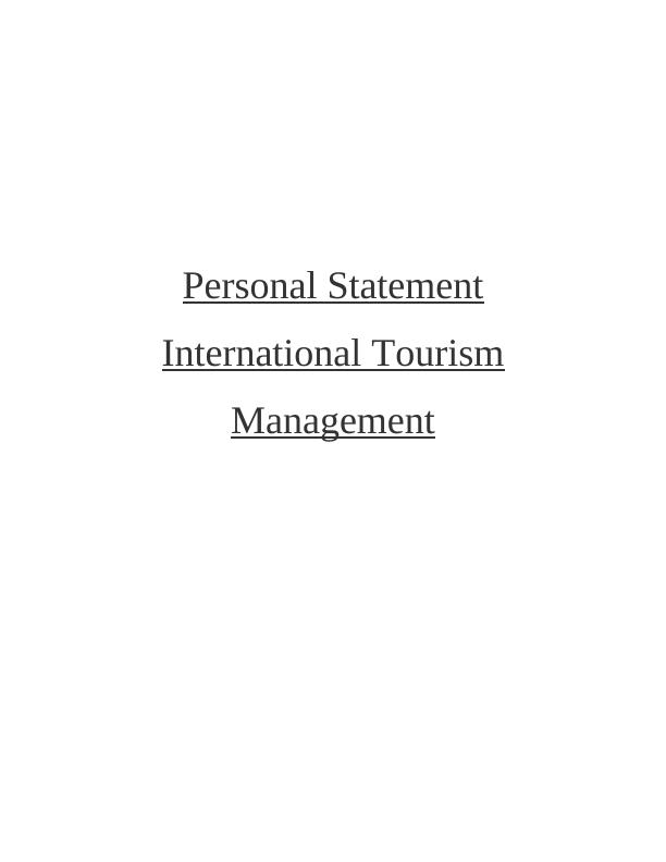 business and tourism management personal statement