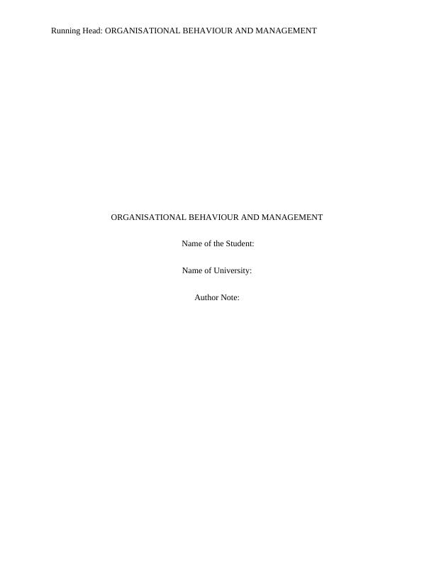 Organisational Behaviour and Management_1
