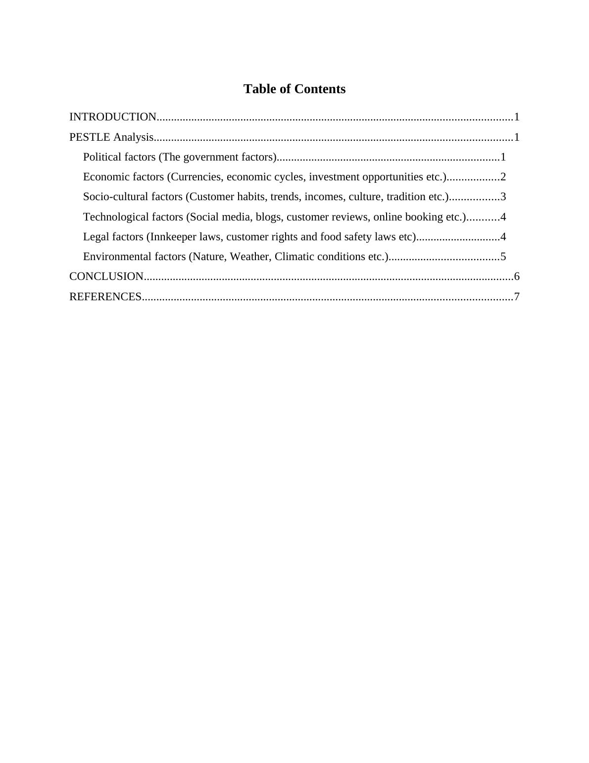 PESTLE Analysis of Hospitality Sector in the UK