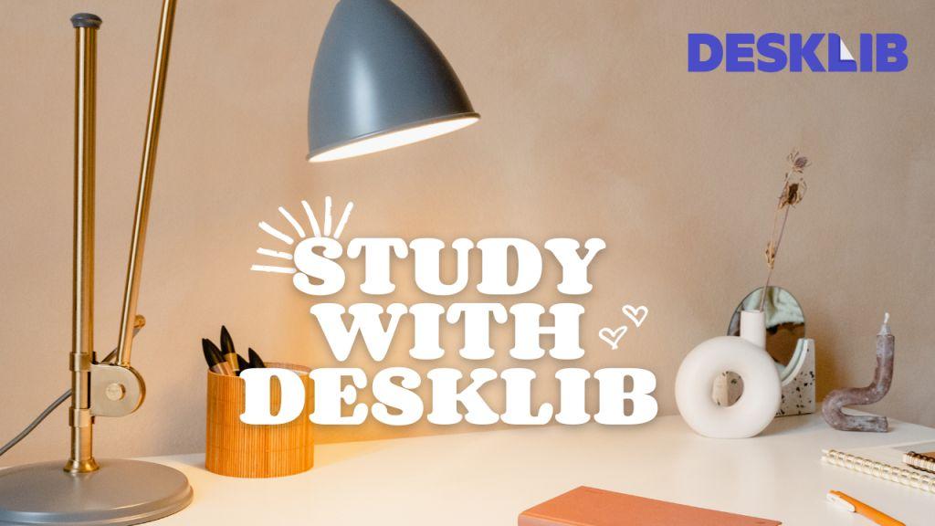 study with deklib written in centre of study table background