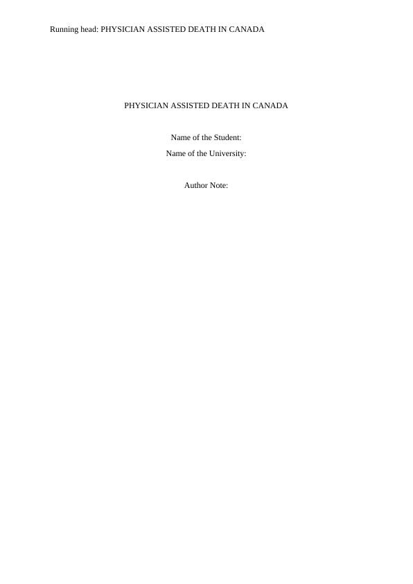 thesis for physician assisted death