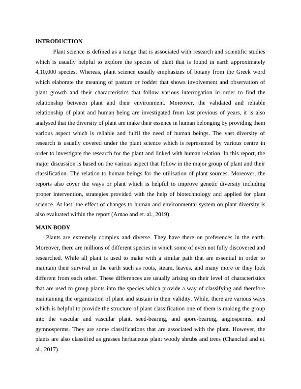 Plant Science: Diversity, Classification, and Relationship with Humans