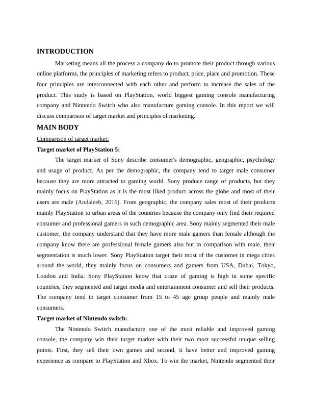 Comparison of Target Market and Principles of Marketing for PlayStation