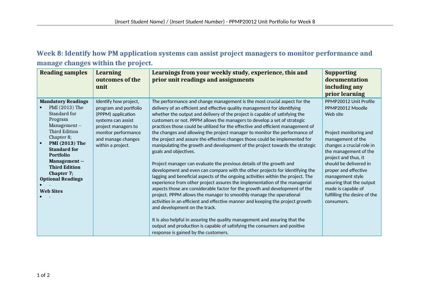 PM Application Systems for Project Performance Monitoring and Change ...