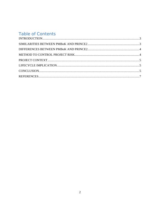 Comparison of PMBOK and PRINCE2 in Contemporary Projects