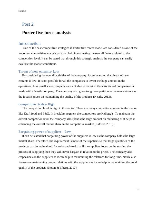 Porter Five Force Analysis for Nestle_2
