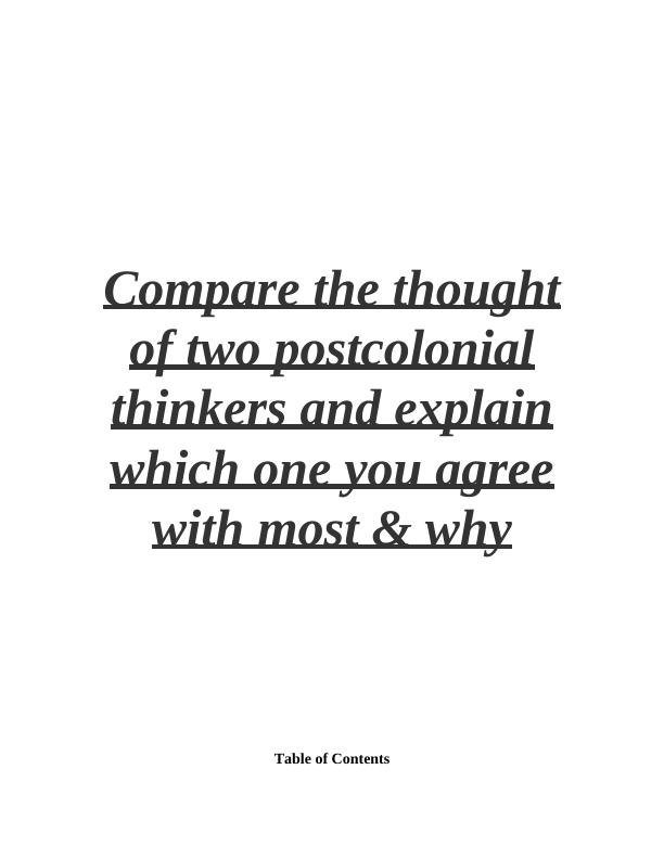 Comparison of Postcolonial Thinkers: Homi K Bhabha and Gayatri Chakravorty Spivak_1
