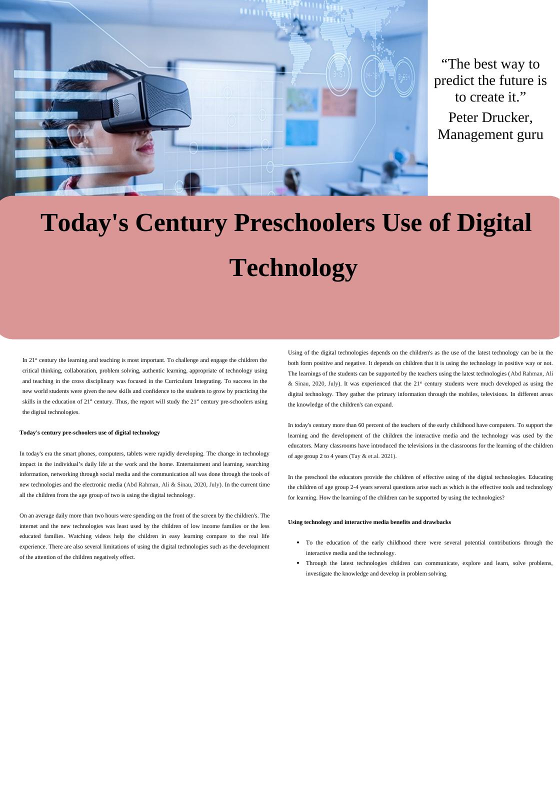 Today's Century Preschoolers Use of Digital Technology_1