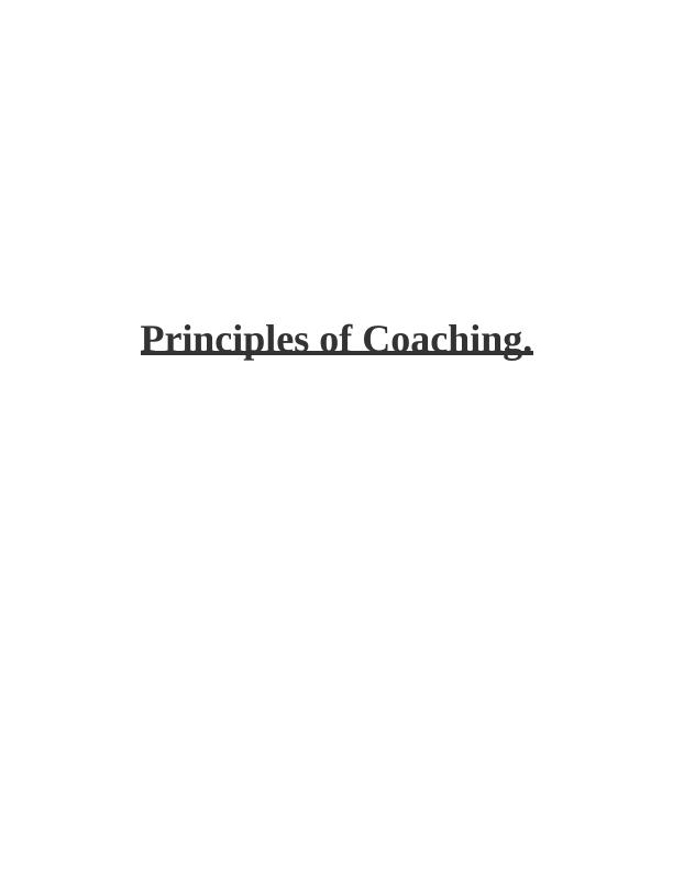 Principles of Coaching Planning, Teaching, Mental Skills, YTP, and Sport Program