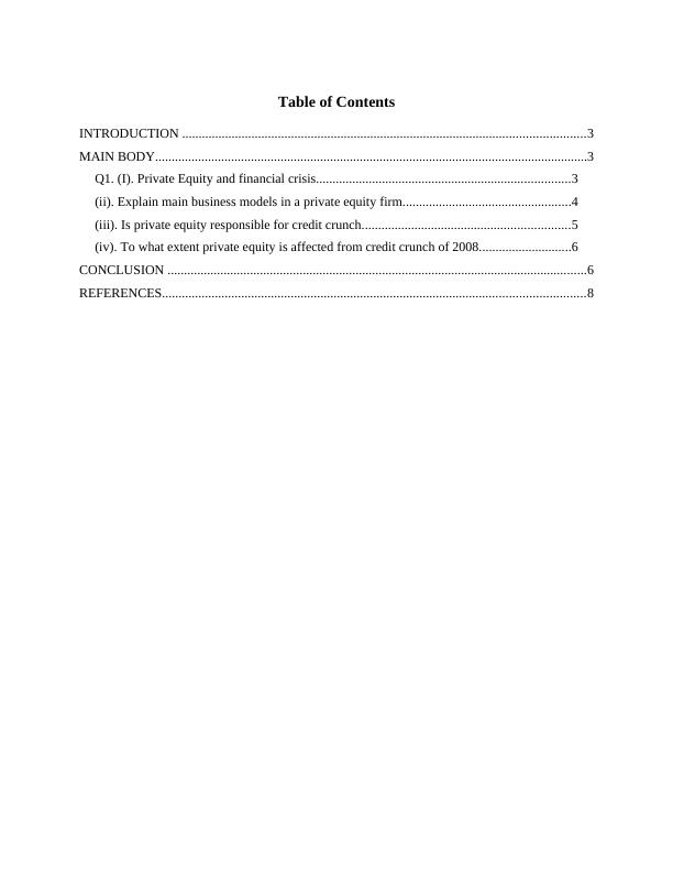 Private Equity and Credit Crunch: Impact on Portfolio Management