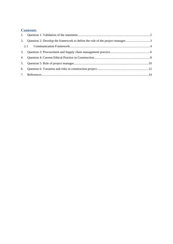 Procurement and Supply Chain Management Practice in Construction - Desklib