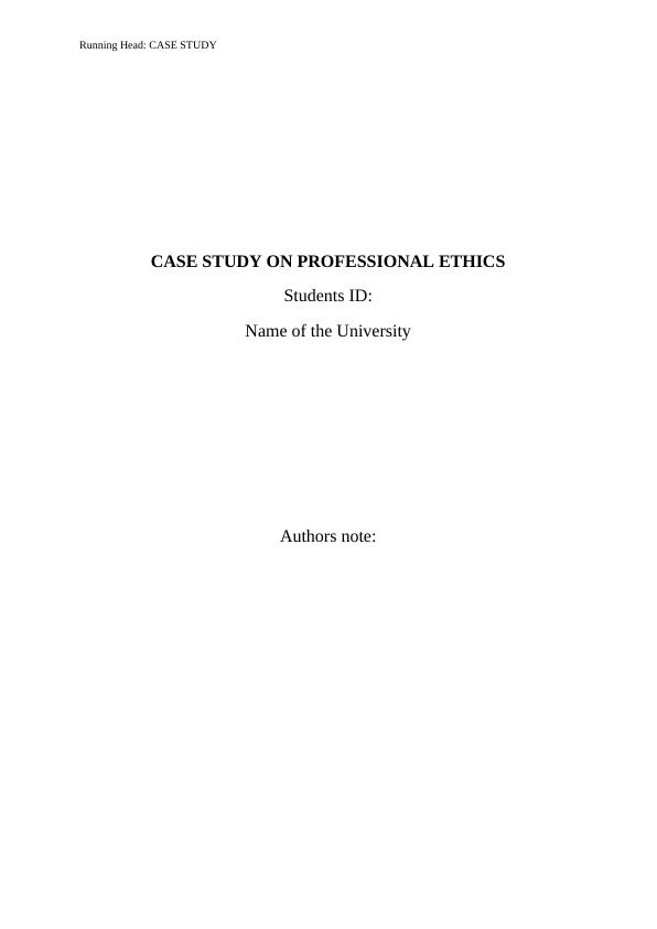 a case study on ethics