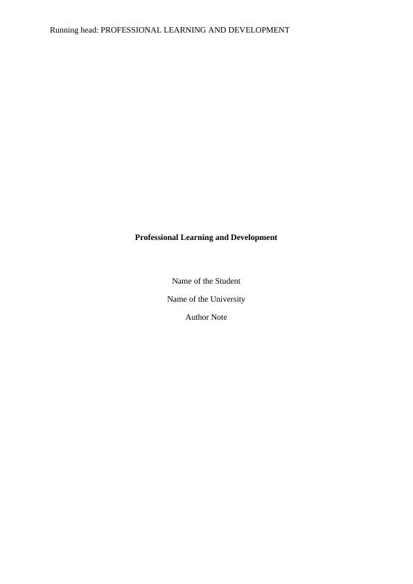 Professional Learning and Development in Education: Perspectives and Strategies_1