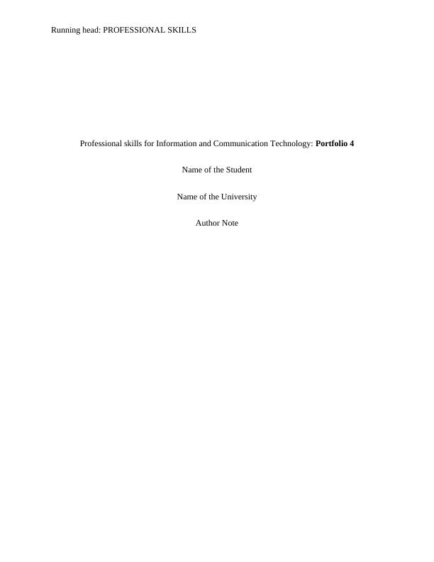 Professional Skills for Information and Communication Technology: Portfolio 4_1
