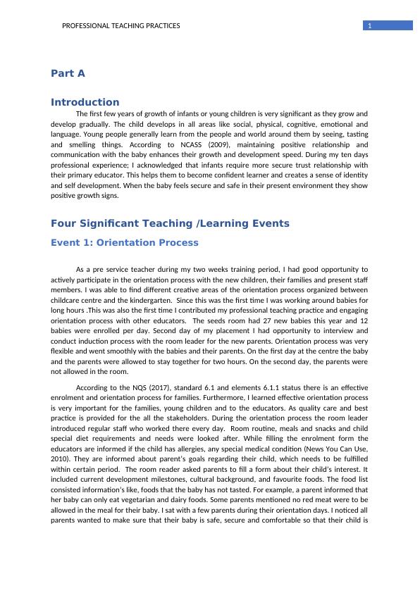 Professional Teaching Practices in Childcare: A Reflection_2
