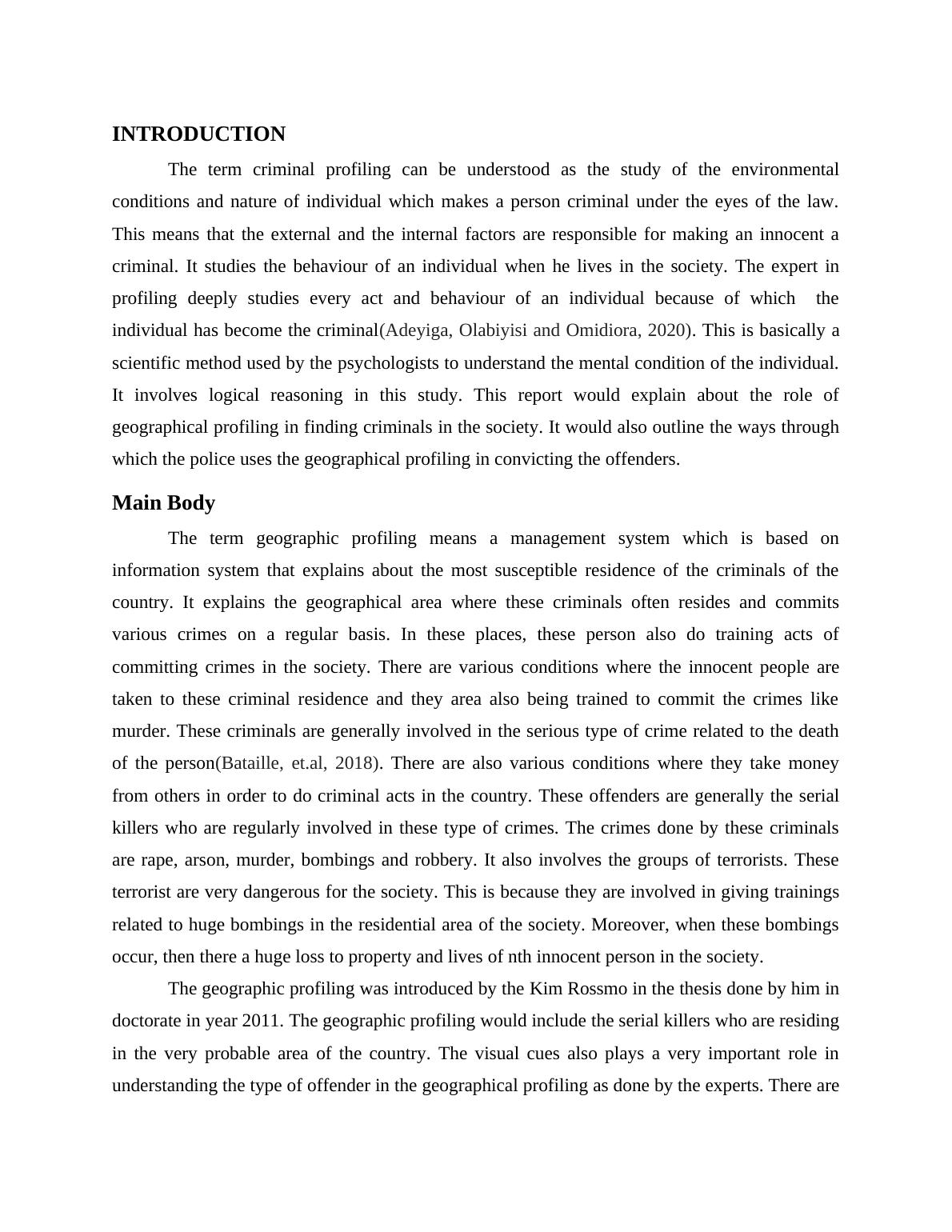 Profiling and Geographical Profiling in Criminal System of UK