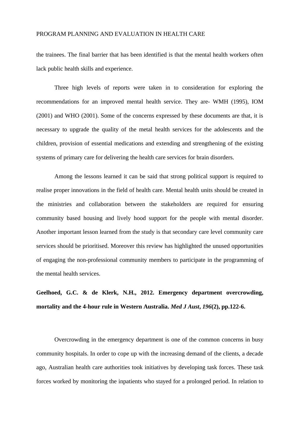 Program Planning and Evaluation in Health Care An Annotated Bibliography