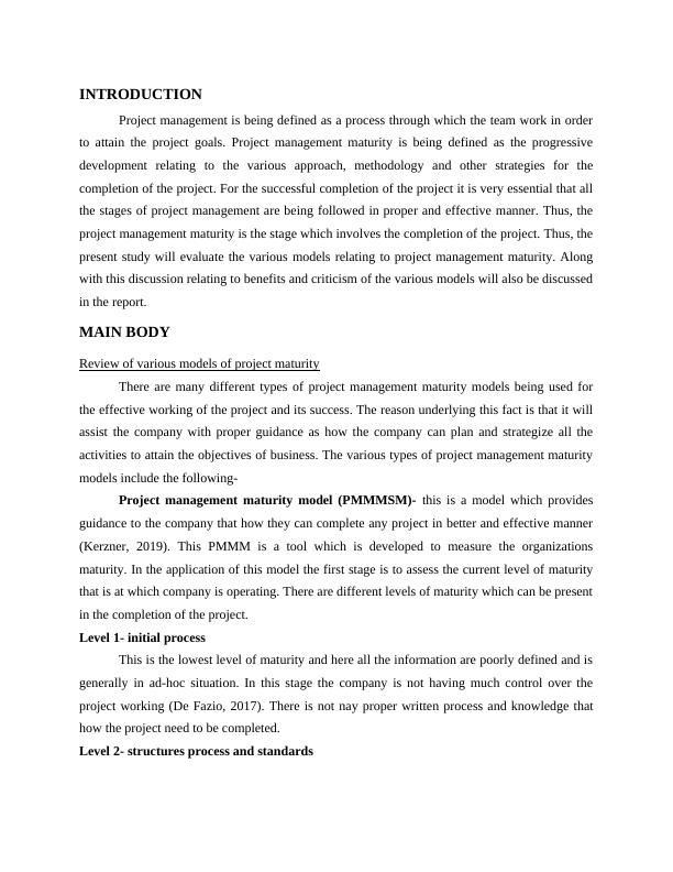 Project Management Maturity Models: Review, Benefits and Criticism