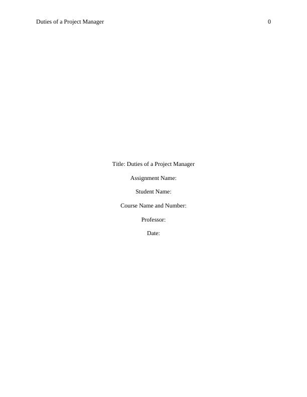 duties-of-a-project-manager-desklib