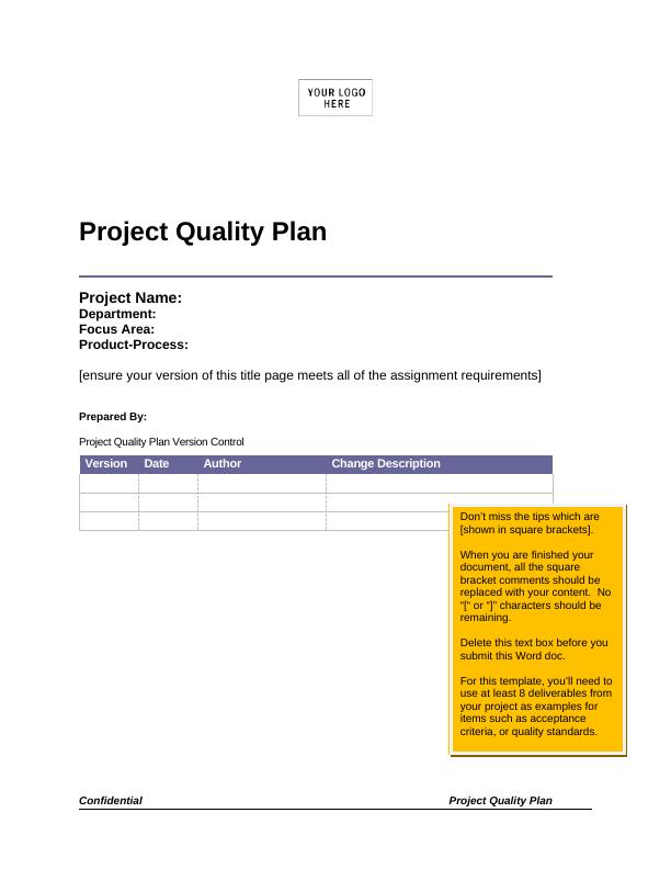 Project Quality Plan for a 4-Storey Building Construction