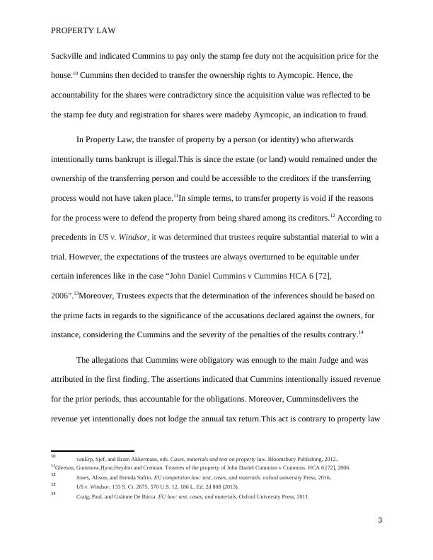 Legal Issues in Property Law: Case of John Daniel Cummins v Cummins HCA 6 [72], 2006_3