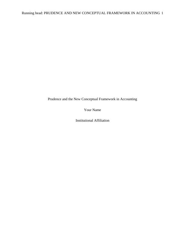 Prudence and the New Conceptual Framework in Accounting_1