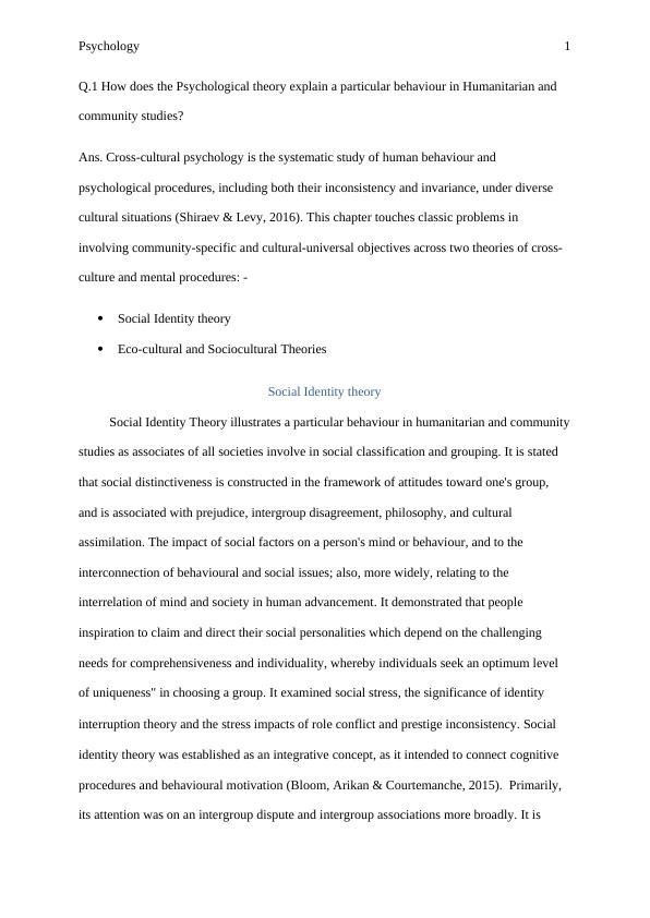 Psychological Theories Explaining Behaviour in Humanitarian and Community Studies_2