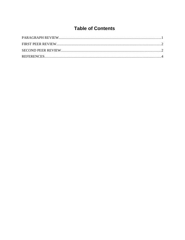 Evaluation of Psychology Paragraph and Two Peer Reviews