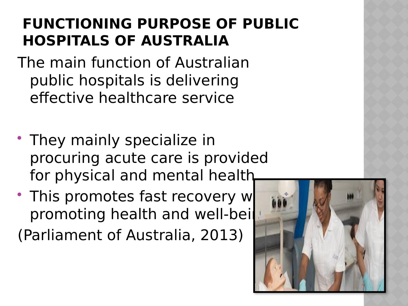 Functioning and Objectives of Public Hospitals in Australia