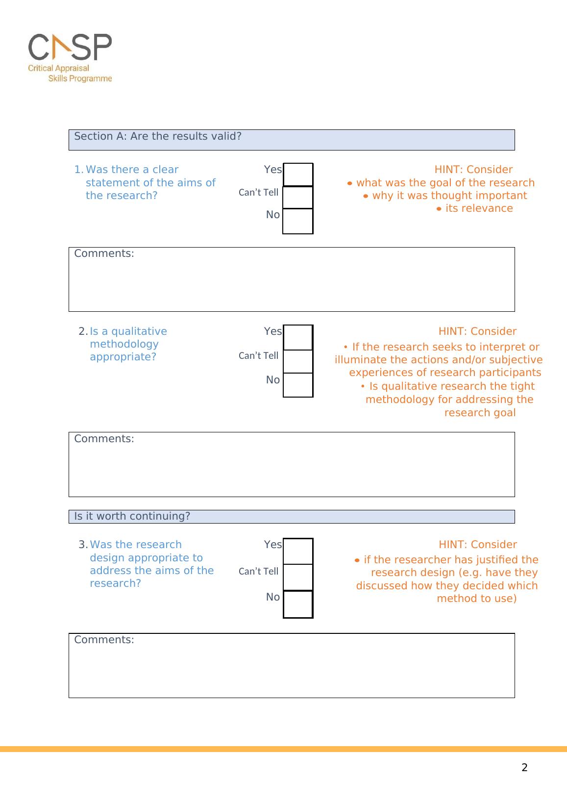 qualitative research checklist